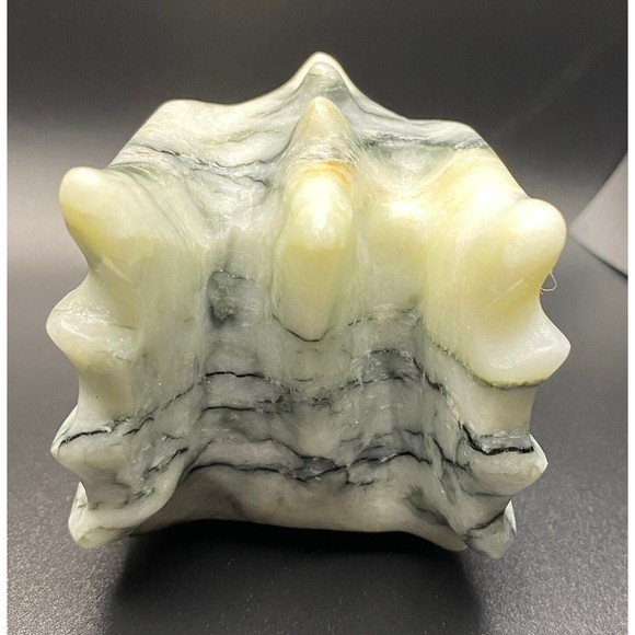Large White Peach Green Jade Dragon Skull Crystal Carving - Veins Dinosaur - Picture 9 of 9